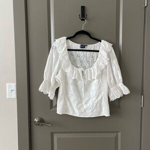 GAP | White Eyelet Ruffle Blouse